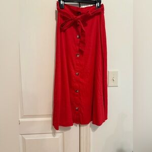 Antonio Melani Red Button-Down Midi Skirt size 6